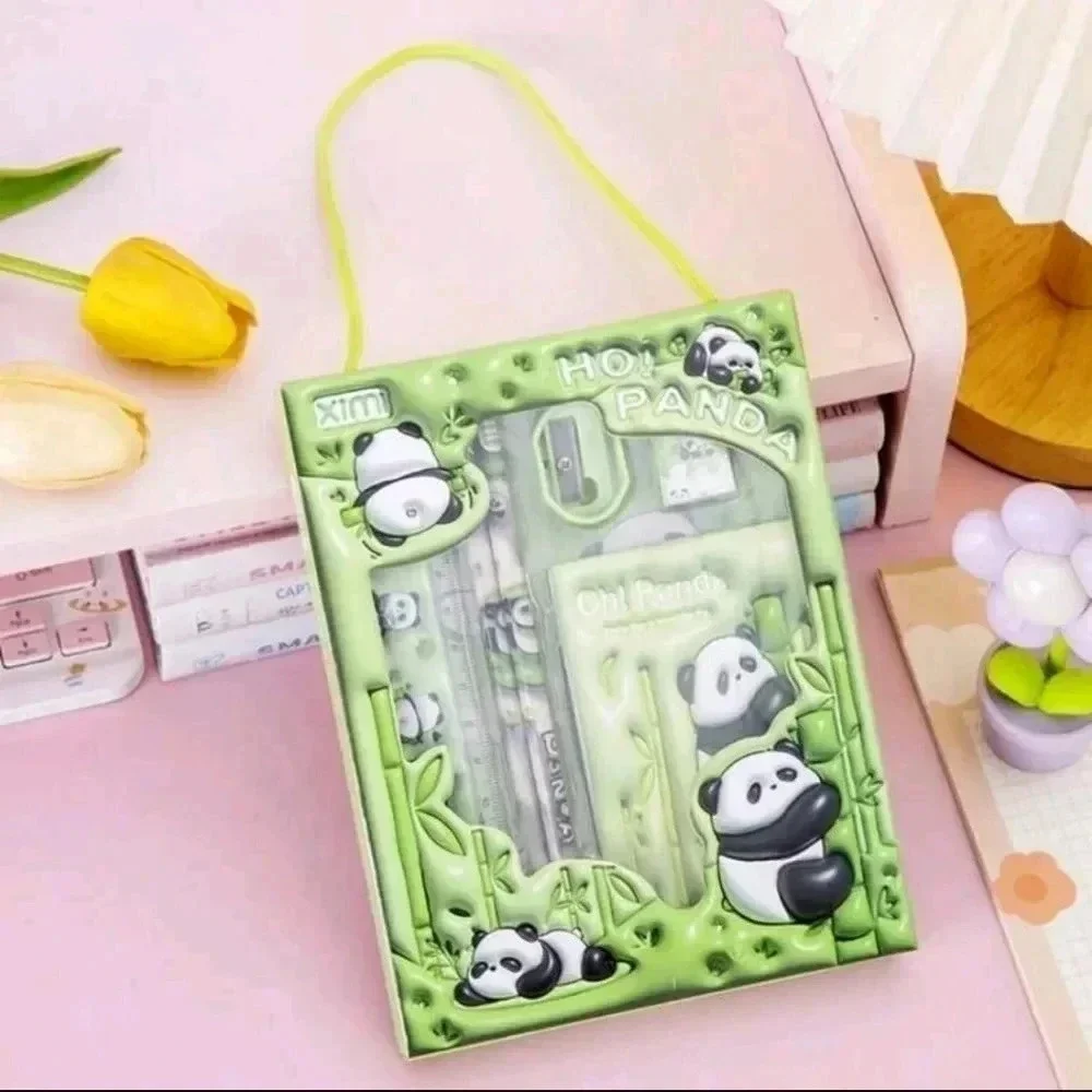 Cute panda green stationary kit for girls or kids NWT desk decor home animal